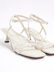River Island Cream Kitten Heeled Strappy Sandals - Image 4 of 6