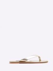 River Island Gold Leather Toe Thong Flat Sandals - Image 2 of 6