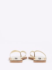 River Island Gold Leather Toe Thong Flat Sandals - Image 4 of 6