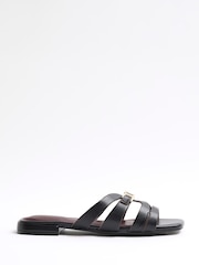 River Island Black Strappy Flat Mules - Image 2 of 6