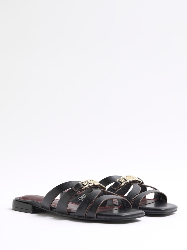 River Island Black Strappy Flat Mules - Image 3 of 6