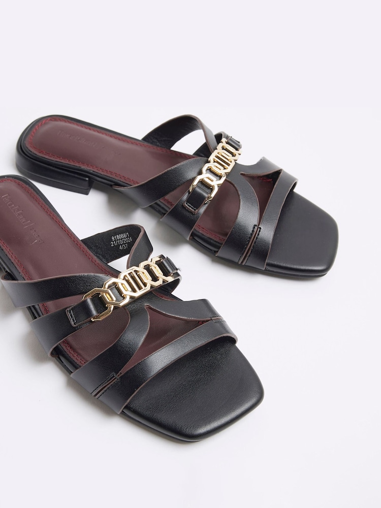 River Island Black Strappy Flat Mules - Image 4 of 6