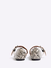 River Island Grey Snake Print Pointed Buckle Mary Jane Shoes - Image 3 of 5