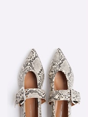 River Island Grey Snake Print Pointed Buckle Mary Jane Shoes - Image 4 of 5