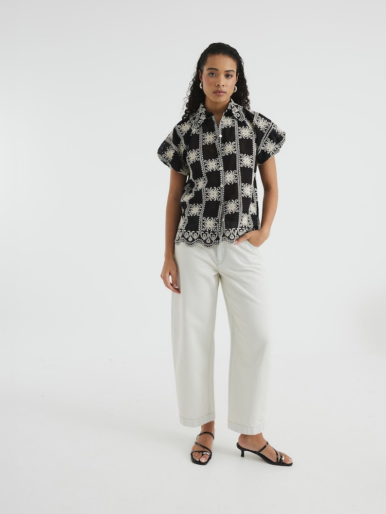 River Island Black Mono Crochet Shirt - Image 2 of 6