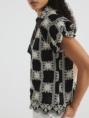 River Island Black Mono Crochet Shirt - Image 3 of 6