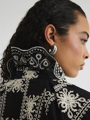 River Island Black Mono Crochet Shirt - Image 4 of 6