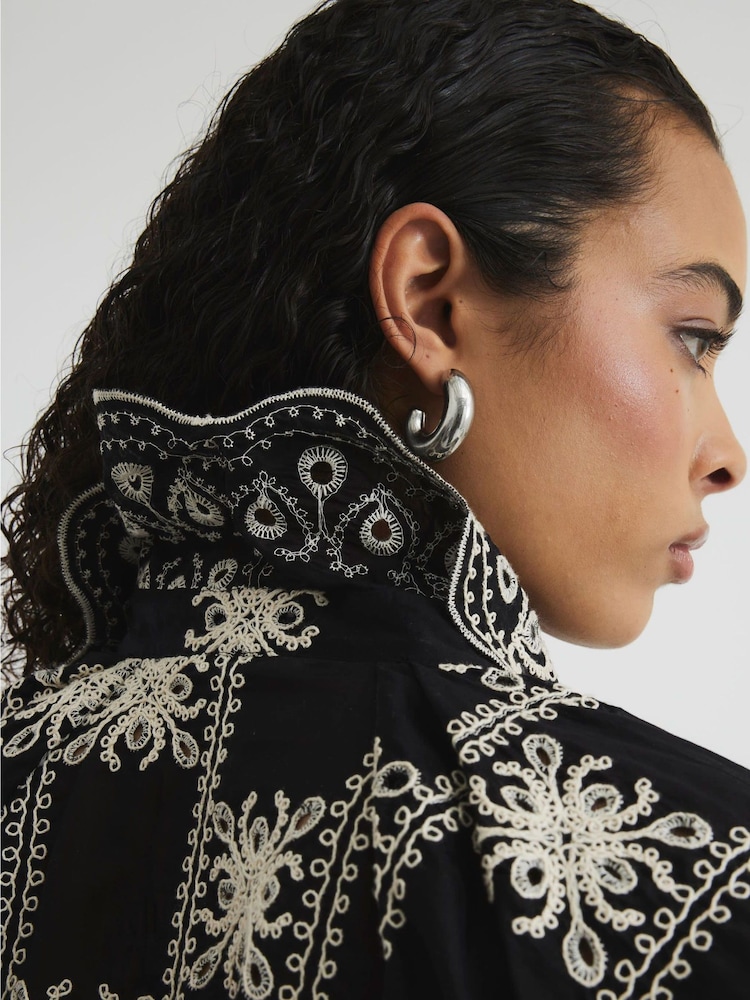 River Island Black Mono Crochet Shirt - Image 4 of 6