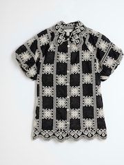 River Island Black Mono Crochet Shirt - Image 5 of 6