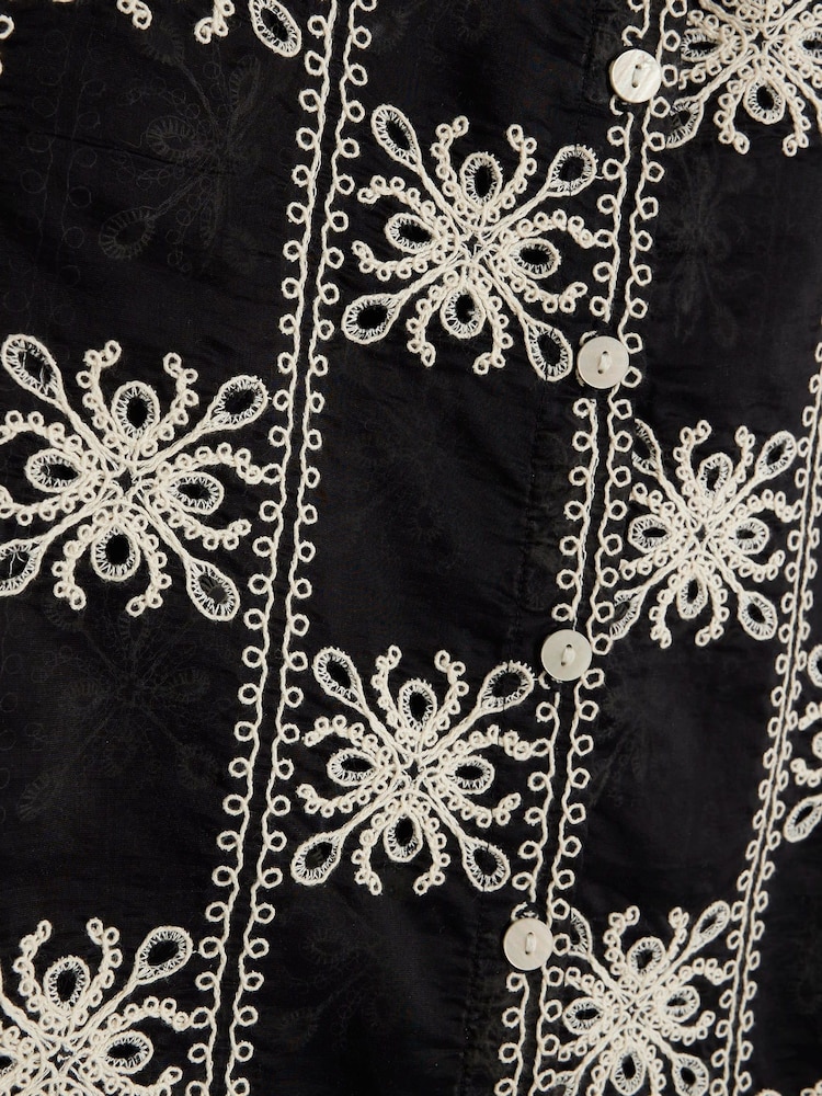 River Island Black Mono Crochet Shirt - Image 6 of 6