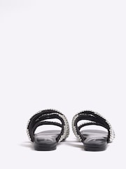 River Island Black Embellished Twist Flat Sandals - Image 3 of 5