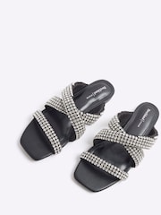 River Island Black Embellished Twist Flat Sandals - Image 4 of 5