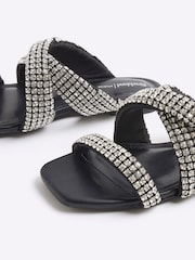 River Island Black Embellished Twist Flat Sandals - Image 5 of 5