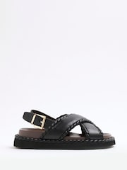 River Island Black Cross Strap Chunky Sandals - Image 3 of 6