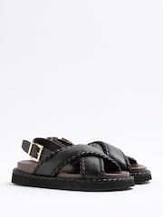 River Island Black Cross Strap Chunky Sandals - Image 4 of 6
