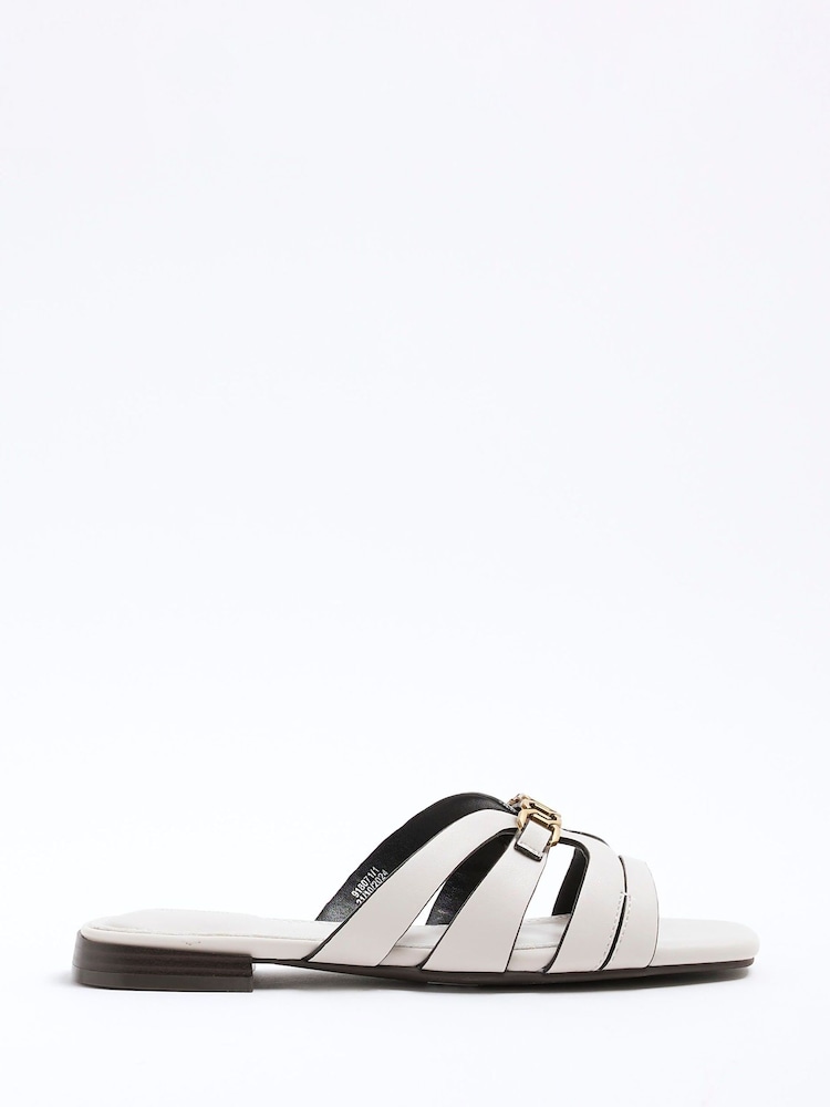 River Island Cream Strappy Flat Mules - Image 2 of 6
