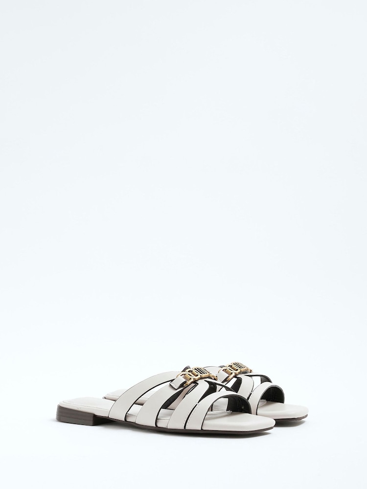 River Island Cream Strappy Flat Mules - Image 3 of 6