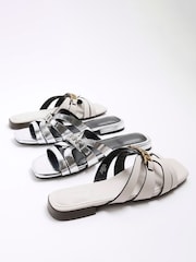 River Island Cream Strappy Flat Mules - Image 4 of 6