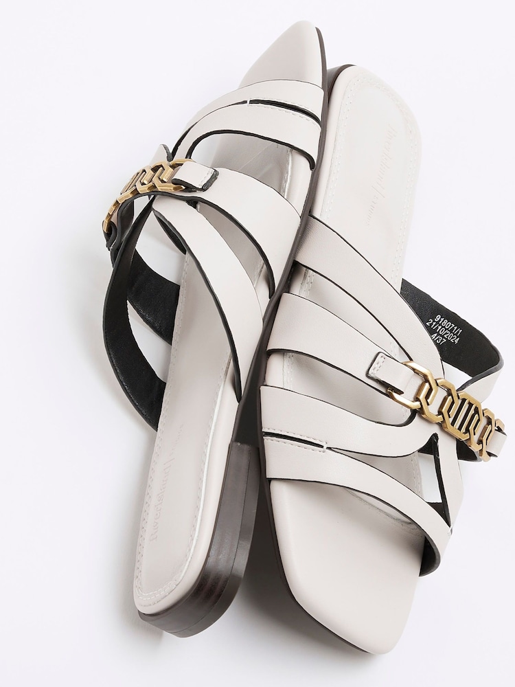 River Island Cream Strappy Flat Mules - Image 5 of 6