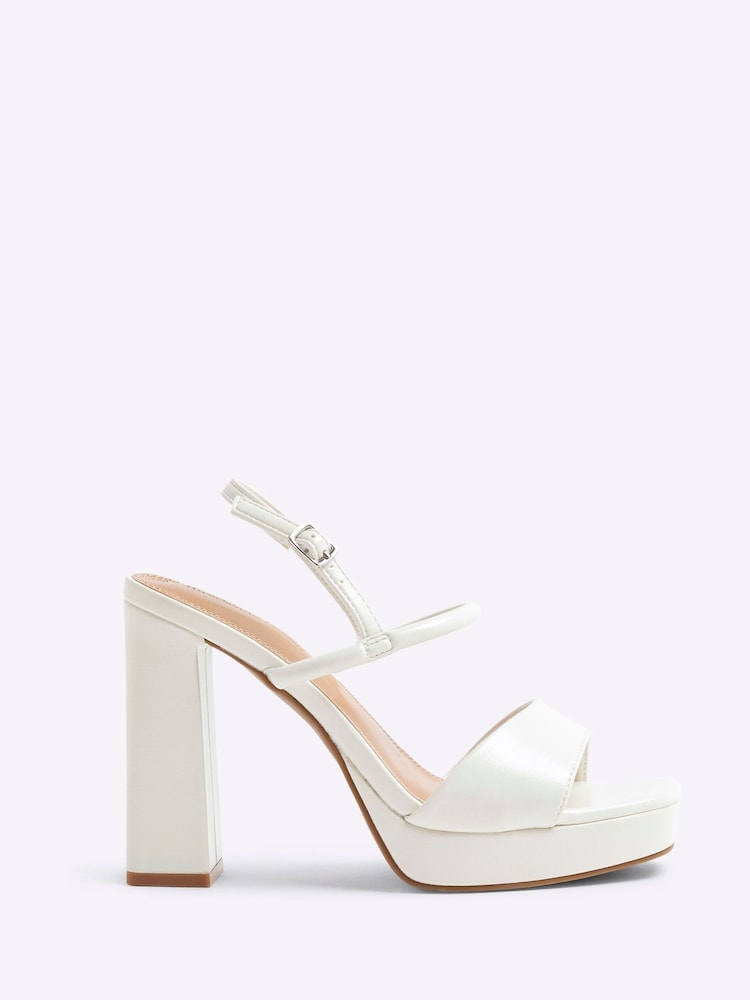 أبيض - River Island Sling Back Platform Sandals - صورة 2 من 6