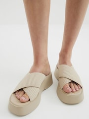 River Island Cream Flatform Mule Sandals - Image 1 of 6