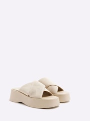 River Island Cream Flatform Mule Sandals - Image 3 of 6