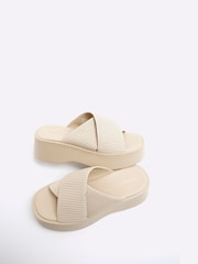 River Island Cream Flatform Mule Sandals - Image 4 of 6