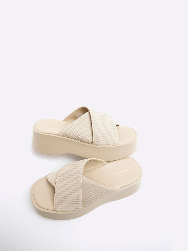 River Island Cream Flatform Mule Sandals - Image 4 of 6
