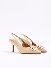 River Island Brown Light Leopard Print Buckle Sling Court Shoes - Image 2 of 5