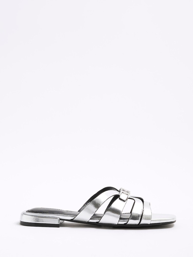 River Island Silver Strappy Flat Mules - Image 2 of 6