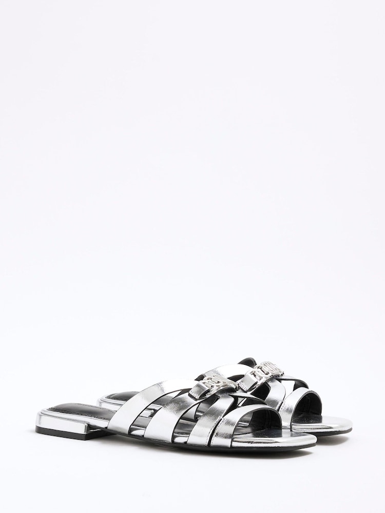 River Island Silver Strappy Flat Mules - Image 3 of 6