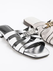 River Island Silver Strappy Flat Mules - Image 5 of 6