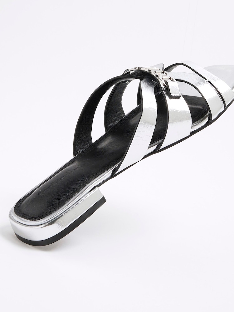 River Island Silver Strappy Flat Mules - Image 6 of 6