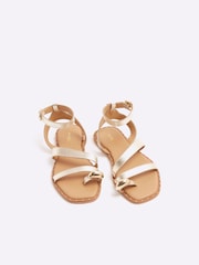 River Island Gold Studded Strappy Leather Sandals - Image 4 of 6