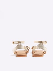 River Island Gold Studded Strappy Leather Sandals - Image 5 of 6