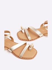 River Island Gold Studded Strappy Leather Sandals - Image 6 of 6