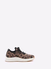 River Island Brown Leopard Print Knit Runner Trainers - Image 2 of 6