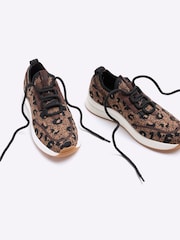 River Island Brown Leopard Print Knit Runner Trainers - Image 6 of 6