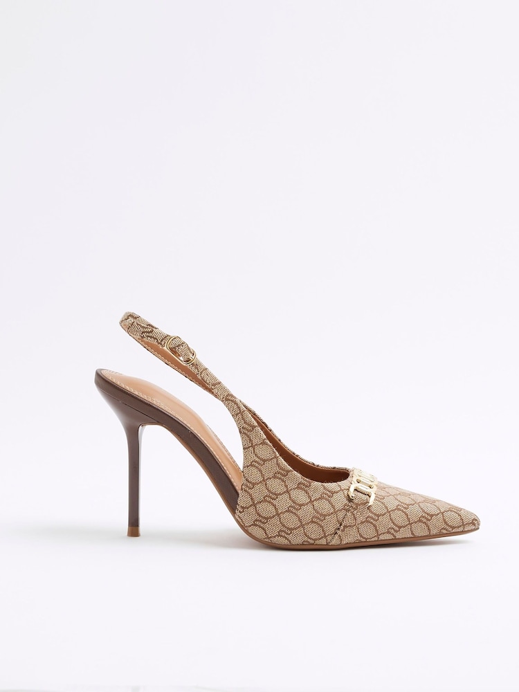 بني - حذاء بحزام كاحل خلف من River Island - صورة 1 من 7