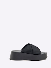 River Island Black Flatform Mule Sandals - Image 2 of 6