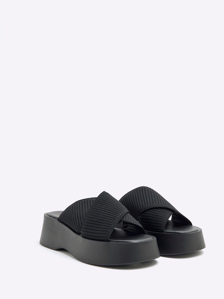 River Island Black Flatform Mule Sandals - Image 3 of 6