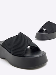 River Island Black Flatform Mule Sandals - Image 5 of 6