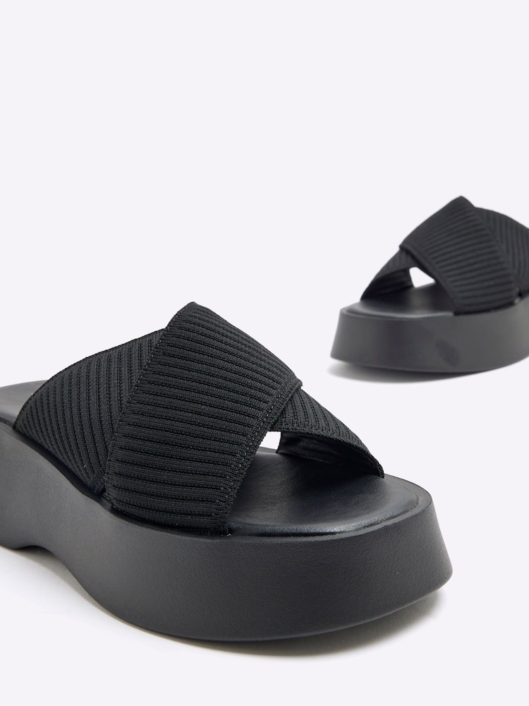 River Island Black Flatform Mule Sandals - Image 5 of 6