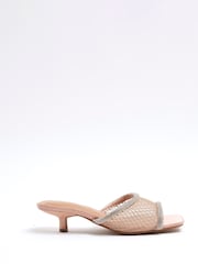 River Island Diamante Peep Toe Heeled Sandals - صورة 1 من 5