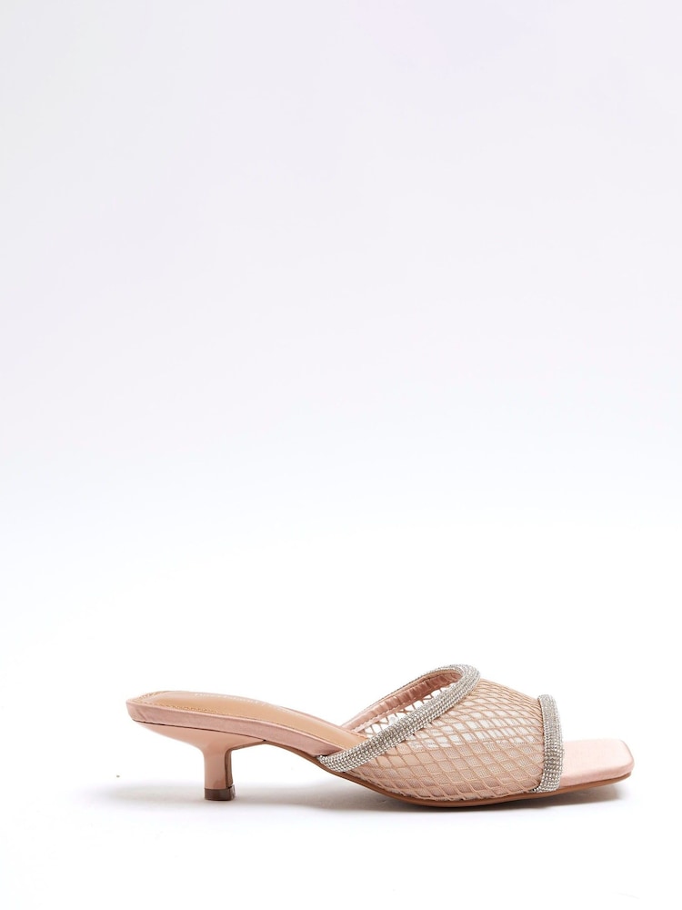 River Island Diamante Peep Toe Heeled Sandals - صورة 1 من 5