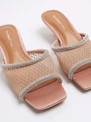 River Island Diamante Peep Toe Heeled Sandals - صورة 4 من 5
