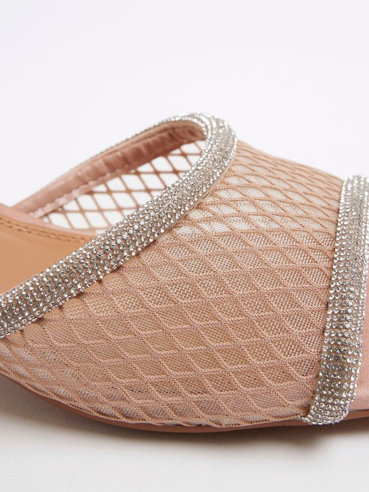 River Island Diamante Peep Toe Heeled Sandals - صورة 5 من 5