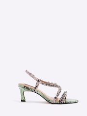 River Island Green Gem Detail Heeled Sandals - Image 2 of 6