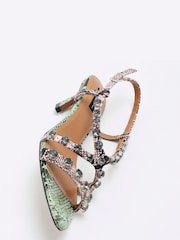 River Island Green Gem Detail Heeled Sandals - Image 5 of 6