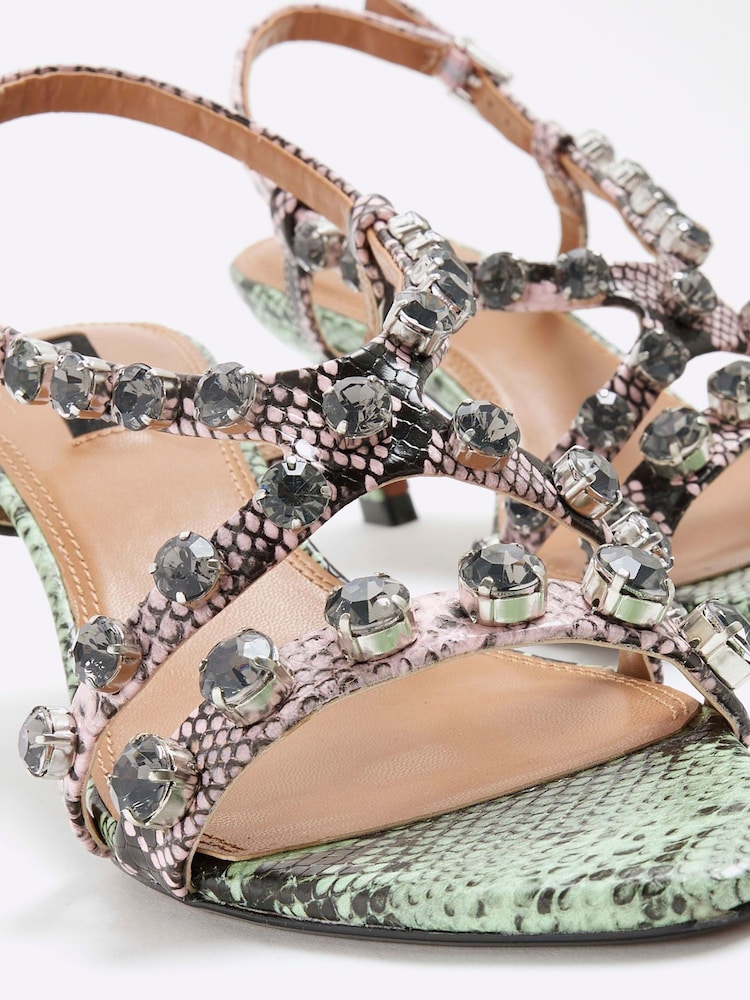 River Island Green Gem Detail Heeled Sandals - Image 6 of 6